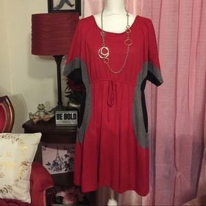 Lightweight Color Block Sweater Dress with Pockets